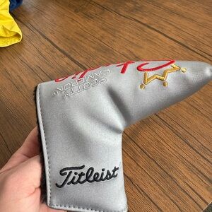 Titleist Silver Putter Headcover with Red and Black Embroidery